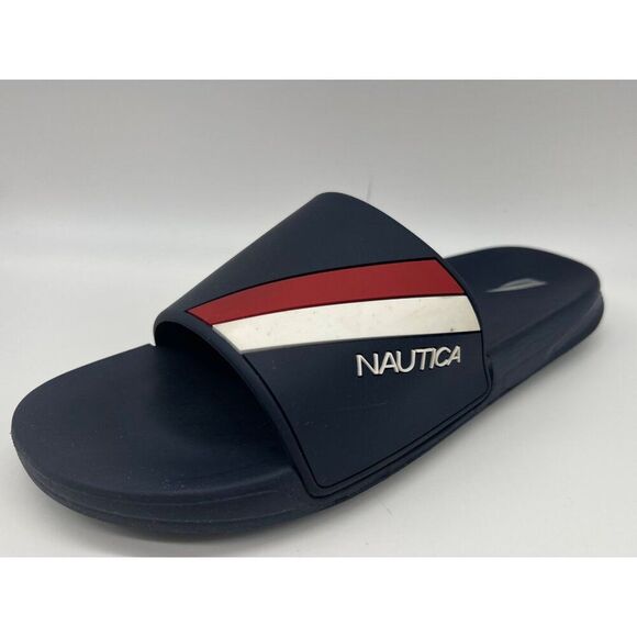 Nautica Men Blue Open Toe Sandals Flip Flop Slides Size 11 - Picture 1 of 6